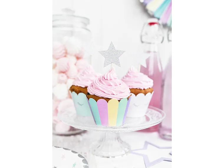 PartyDeco, Jednorożec Party, toppery, dekoracje do muffinek, jednorożec-gwiazdki, 11,5 cm, 6 szt.