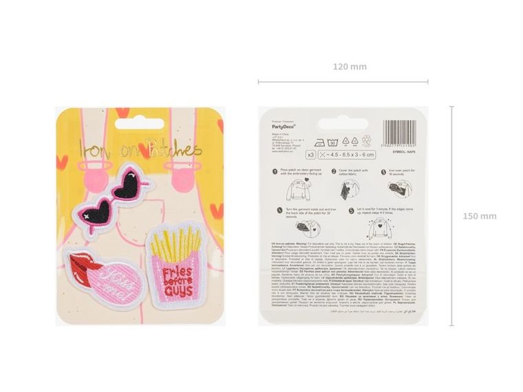 PartyDeco, kiss me, naprasowanki, 4.5-6.5-3-6 cm