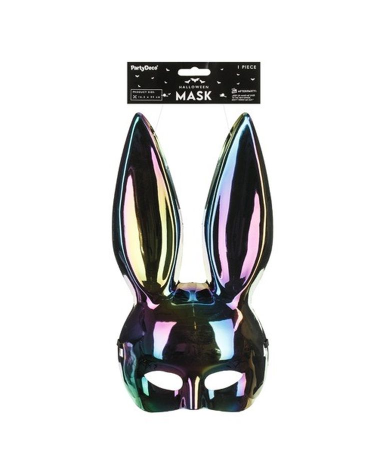 PartyDeco, Królik, maska, czarny, 16.5-34 cm