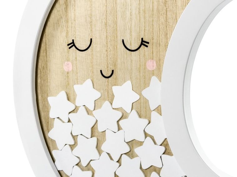 PartyDeco, księga gości, pamiątka dla dziecka, księżyc, biała