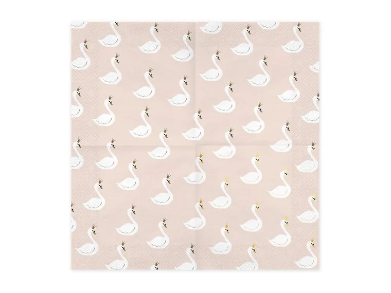 PartyDeco, Łabędź Party, serwetki papierowe urodzinowe piękny łabędź-baletnica, 33-33 cm, 20 szt.