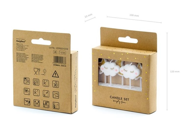 PartyDeco, Little Star-Gwiazdka Party, świeczki urodzinowe na tort, little star, 2-3 cm, 5 szt.