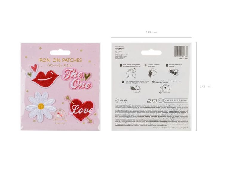 PartyDeco, love, naprasowanki, 4 szt.