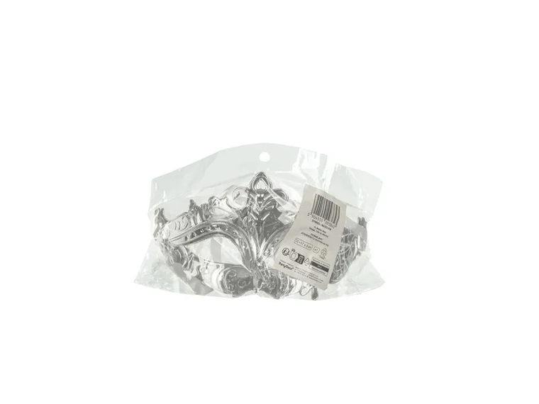 PartyDeco, maska karnawałowa, srebrny, 17-9 cm