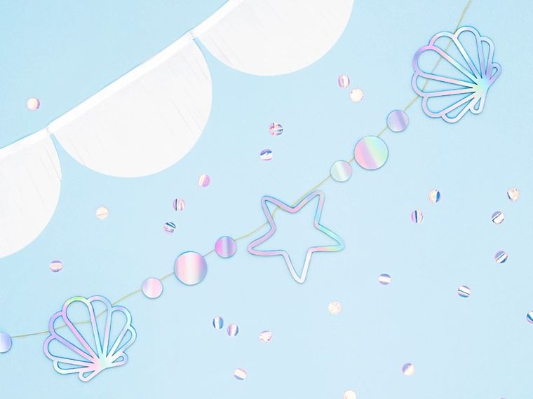 PartyDeco, Mermaid Party, girlanda, dekoracja na urodziny, syrenka, opalizujący, 1, 65 m