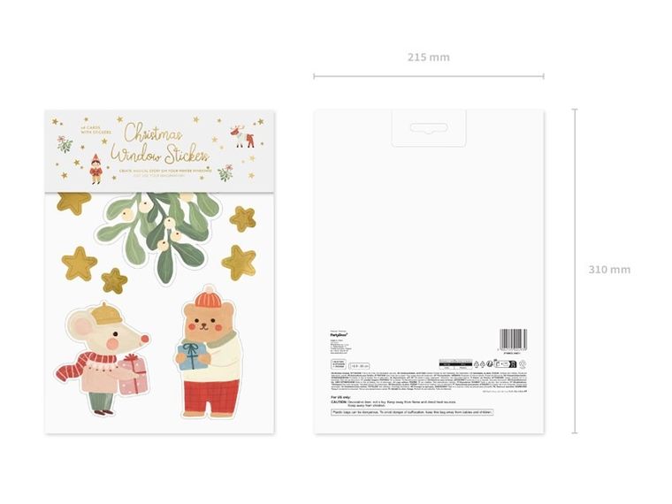 PartyDeco, Merry Christmas, naklejki na okno, 4 arkusze