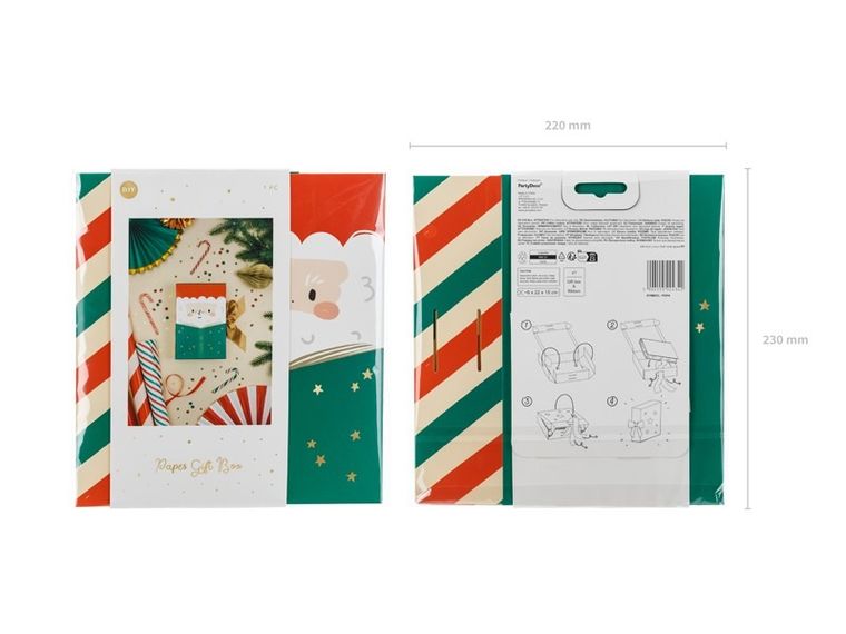 PartyDeco, Mikołaj, pudełko na prezenty, 6-22.5-15 cm