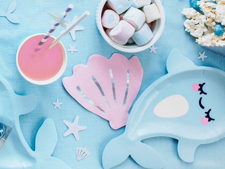 PartyDeco, Narwal Party, serwetki papierowe z kolekcji urodzinowej, w kształcie muszelki, 20 szt.