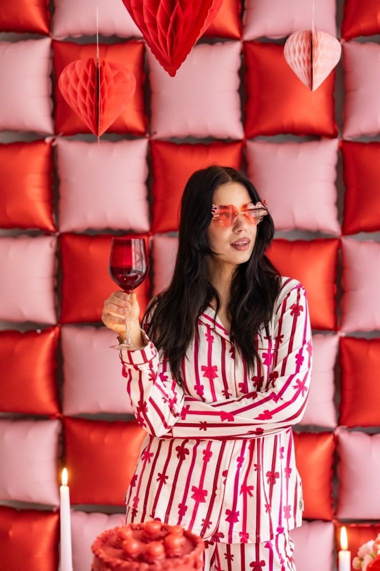 PartyDeco, okulary serduszka z płomieniami, czerwone