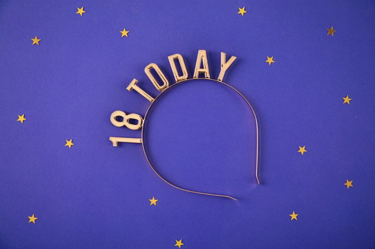 PartyDeco, opaska 18 Today, złoty, 1 szt.