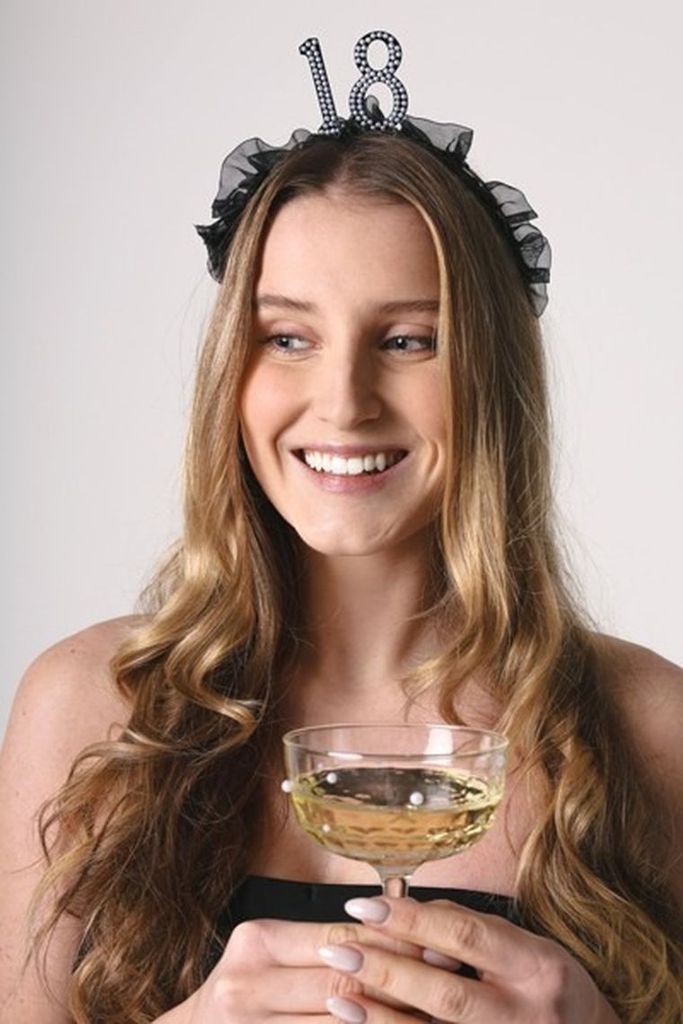 PartyDeco, opaska, 18 urodziny, z falbanką i perełkami