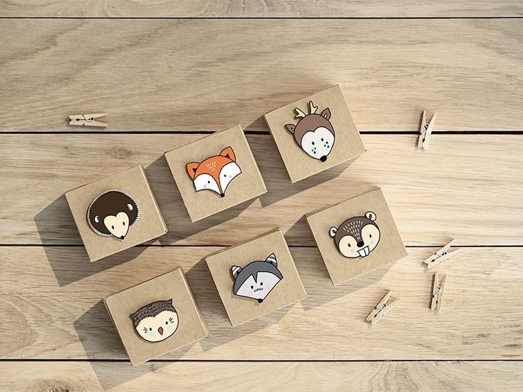 PartyDeco, ozdobne klamerki drewniane do dekoracji, naturalne drewno, 20 szt.