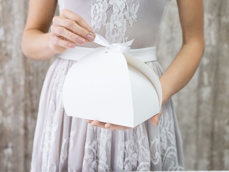 PartyDeco, ozdobne pudełka na ciasto, białe, 10 szt.