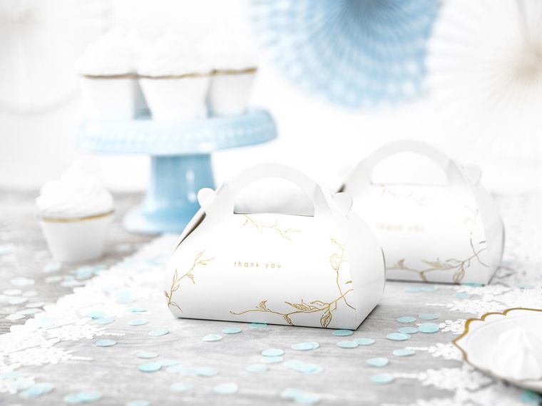 PartyDeco, ozdobne pudełka na ciasto, Gałązki, złoty, 16-8,5-9,5 cm, 10 szt.