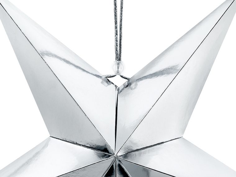 PartyDeco, papierowa gwiazda 3D na Boże Narodzenie, srebrna, 45 cm