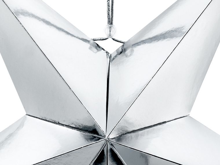 PartyDeco, papierowa gwiazda 3D na Boże Narodzenie, srebrna, 70 cm