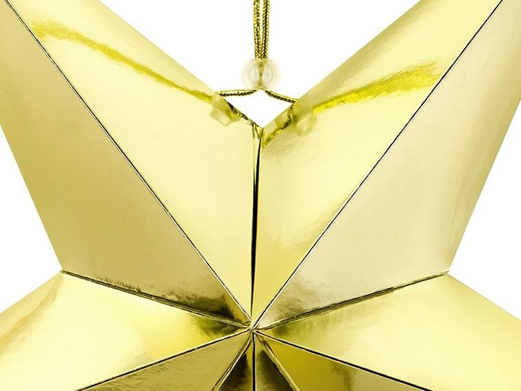 PartyDeco, papierowa gwiazda 3D na Boże Narodzenie, złota, 70 cm