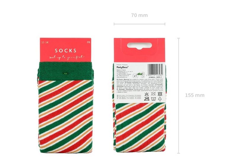 PartyDeco, paski, skarpetki, rozmiar 27-30