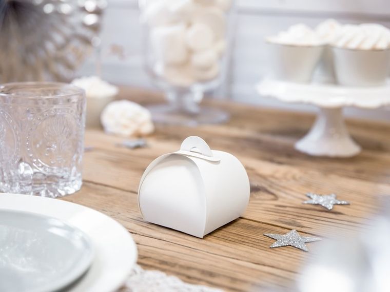 PartyDeco, pudełeczka, biały, 6-6-5,5 cm, 10 szt.