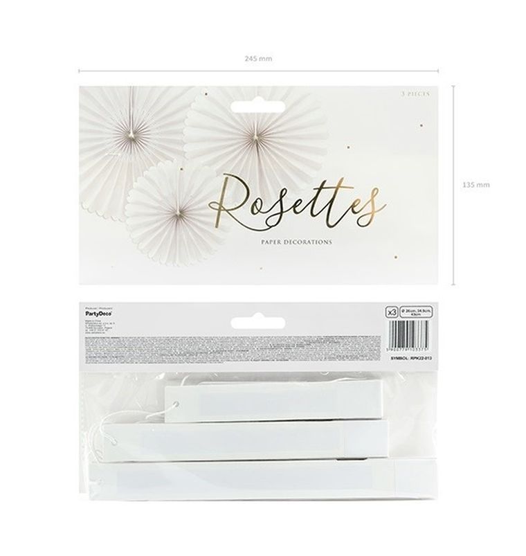 PartyDeco, rozety dekoracyjne, beżowe, 3 szt.
