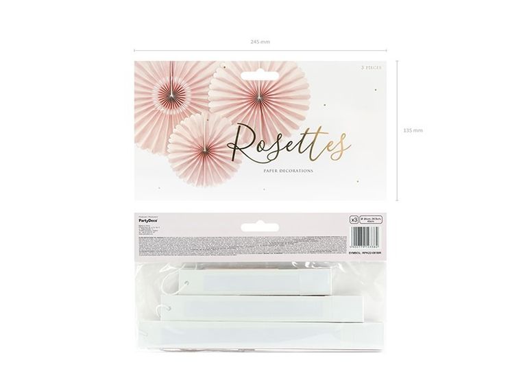 PartyDeco, rozety dekoracyjne, różowe, 3 szt.