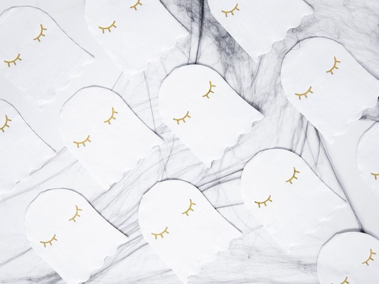 PartyDeco, Różowe Halloween, serwetki papierowe, w kształcie ducha, białe, 20 szt.