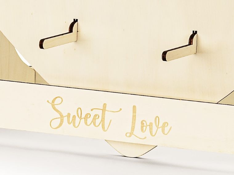 PartyDeco, ściana na donuty, serce, naturalne drewno, 65-59 cm