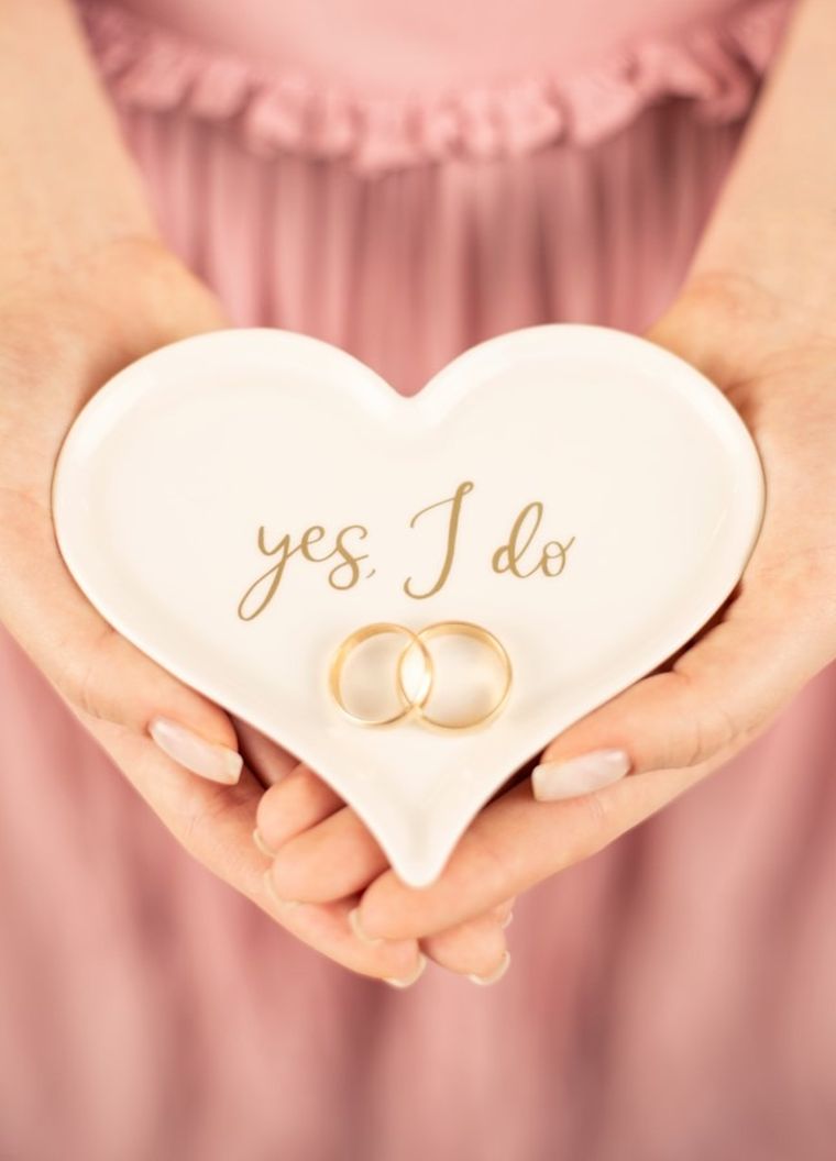 PartyDeco, Serce, talerzyk porcelanowy na obrączki, 13,3-10,8 cm