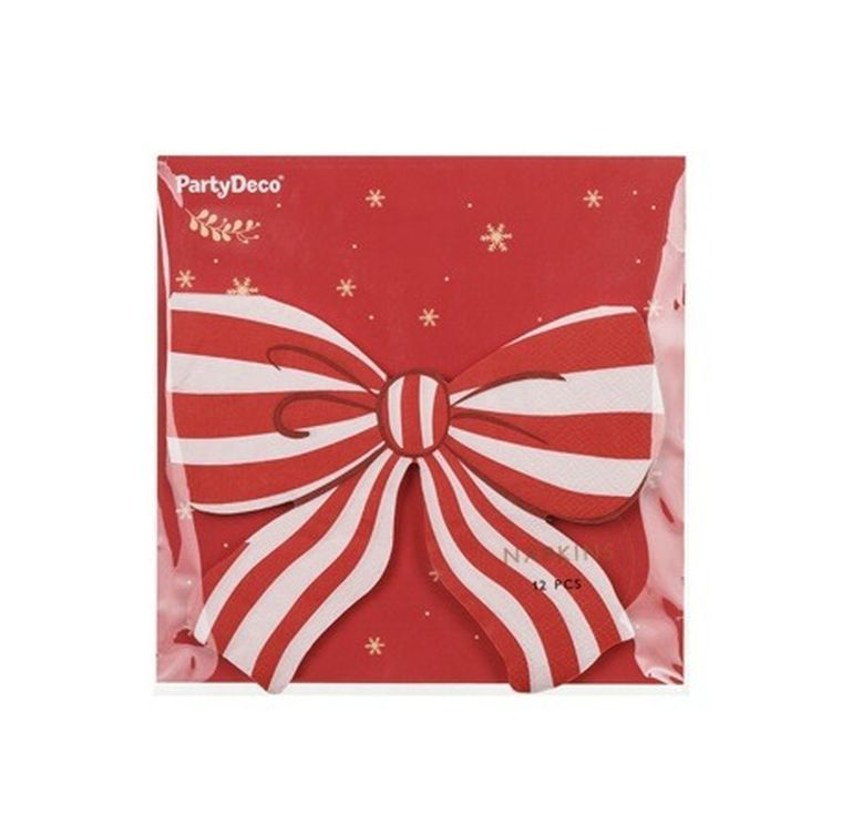 PartyDeco, serwetki, kokardka w paski, 16-13 cm, 12 szt.