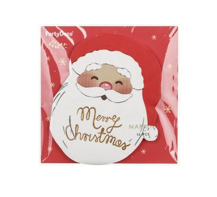 PartyDeco, serwetki, mikołaj, 13,5-16 cm, 12 szt.