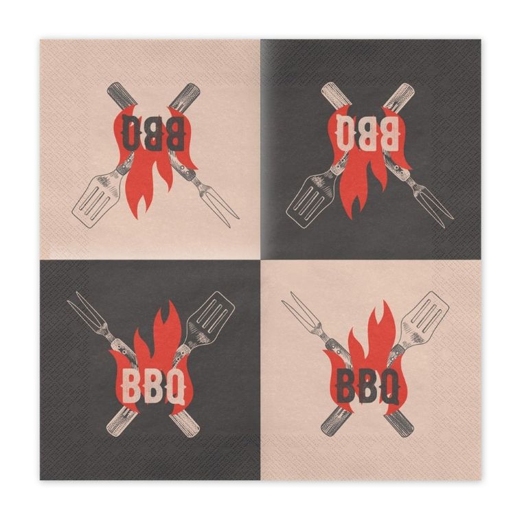 PartyDeco, serwetki papierowe, bbq, 33-33 cm, 20 szt.
