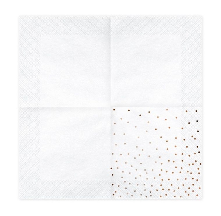 PartyDeco, serwetki papierowe, białe w złote kropki, 33-33 cm, 20 szt.