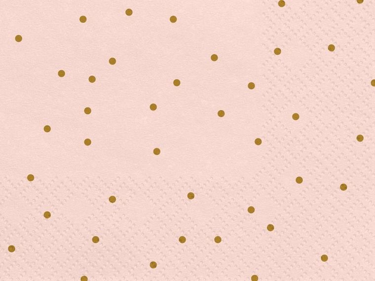 PartyDeco, serwetki papierowe różowe w złote kropeczki, 33 cm, 20 szt.