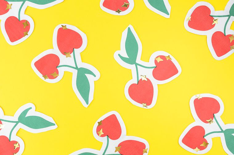 PartyDeco, serwetki Wiśnie, mix, 13.5-16 cm, 20 szt.