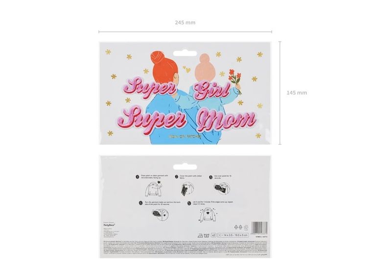 PartyDeco, Supermom, naprasowanka, 14-3.5-19.5-5 cm
