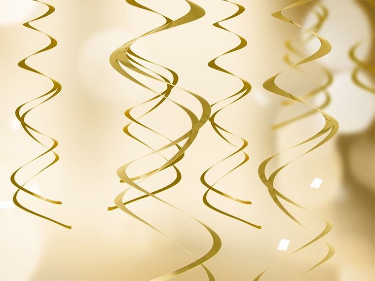 PartyDeco, świderki wiszące, złote, 5 szt.