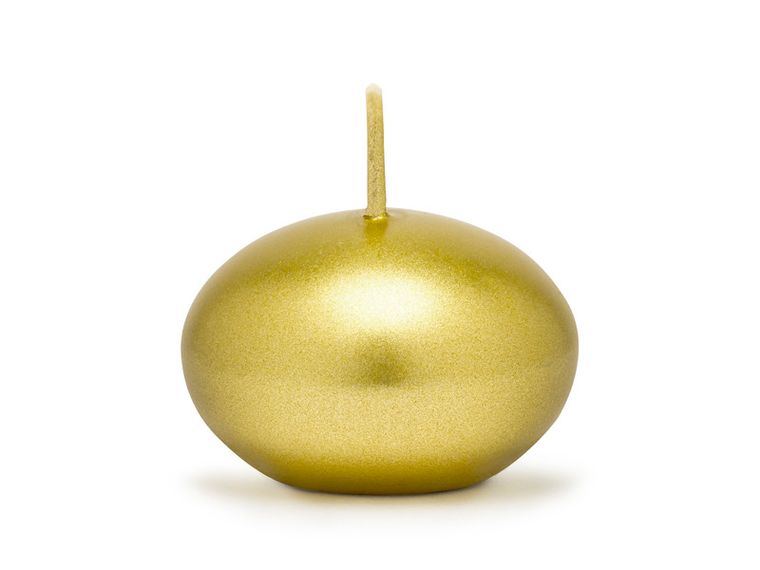 PartyDeco, świeca pływająca metalizowana, złoty, 4 cm, 50 szt.