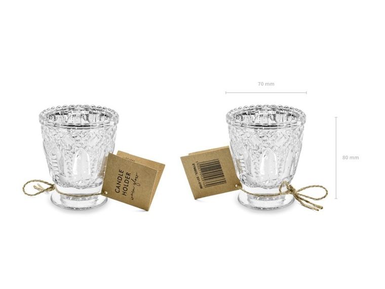 PartyDeco, świecznik, srebrny, 8 cm, 4 szt.