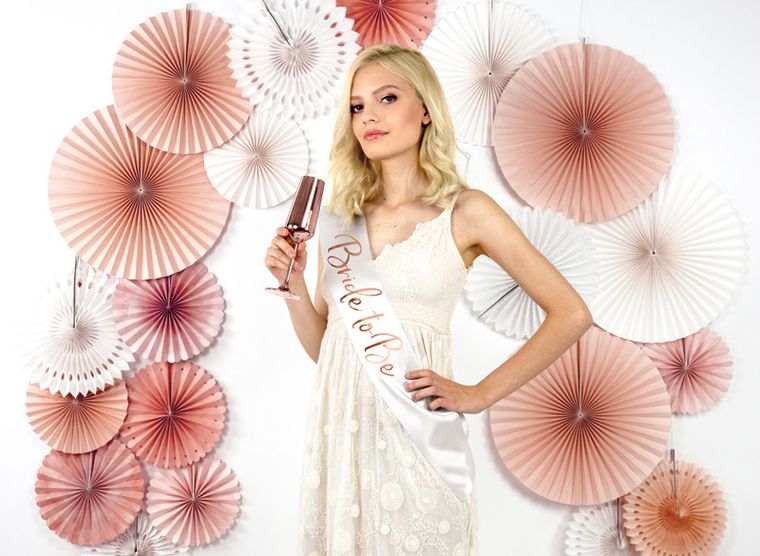 PartyDeco, szarfa, Bride to be, biały, 75 cm