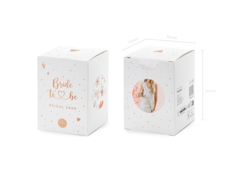 PartyDeco, szarfa na wieczór panieński, bride to be, 76 cm