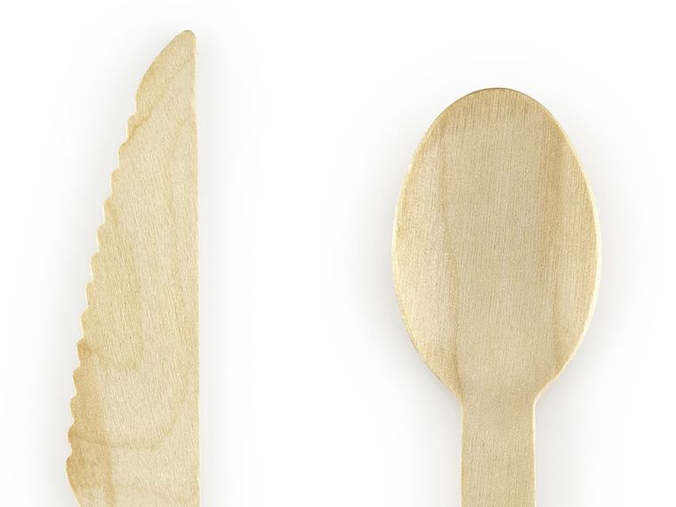 PartyDeco, sztućce drewniane, miętowy, 16 cm, 18 szt.