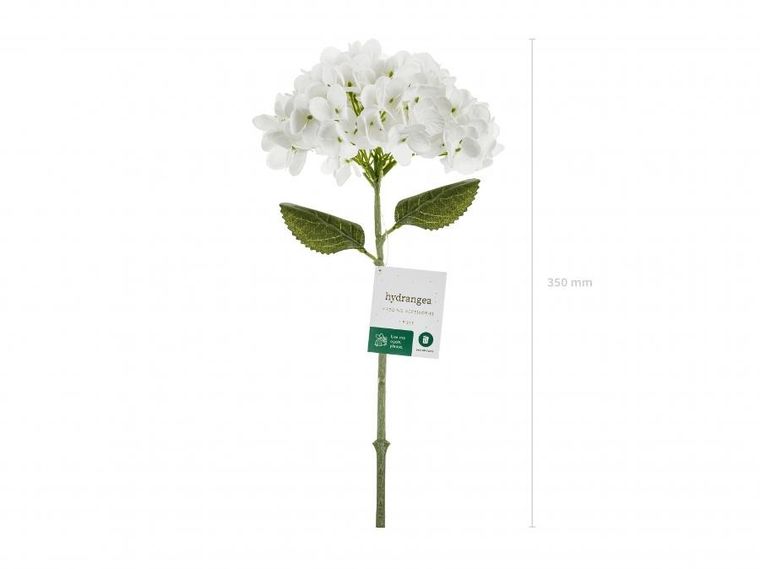 PartyDeco, sztuczny kwiat, hortensja, biały, 35 cm, 1 szt.