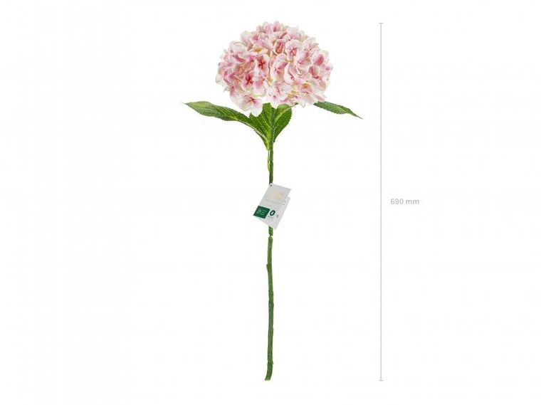 PartyDeco, sztuczny kwiat premium, hortensja, jasny róż, 69 cm, 1 szt.