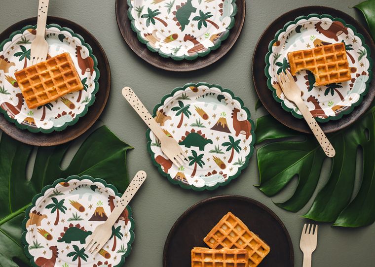 Partydeco, talerze papierowe, Dinozaury, 18-18 cm, 6 szt.