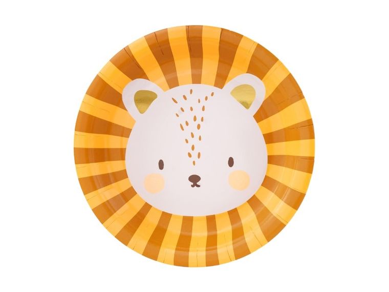 PartyDeco, talerzyki, lew, 18 cm, 6 szt.