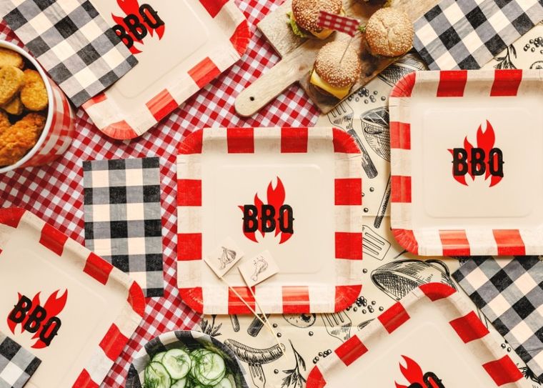 PartyDeco, talerzyki papierowe, bbq, 26-26 cm, 6 szt.