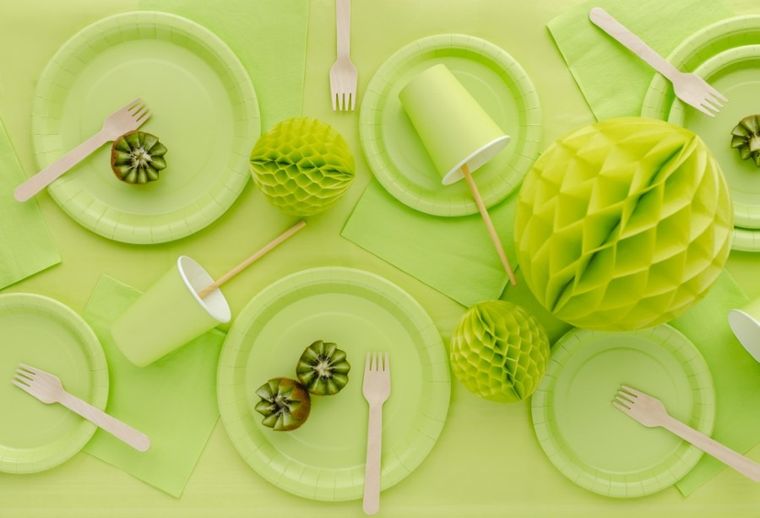 PartyDeco, talerzyki papierowe, jasny zielony, 18 cm, 6 szt.