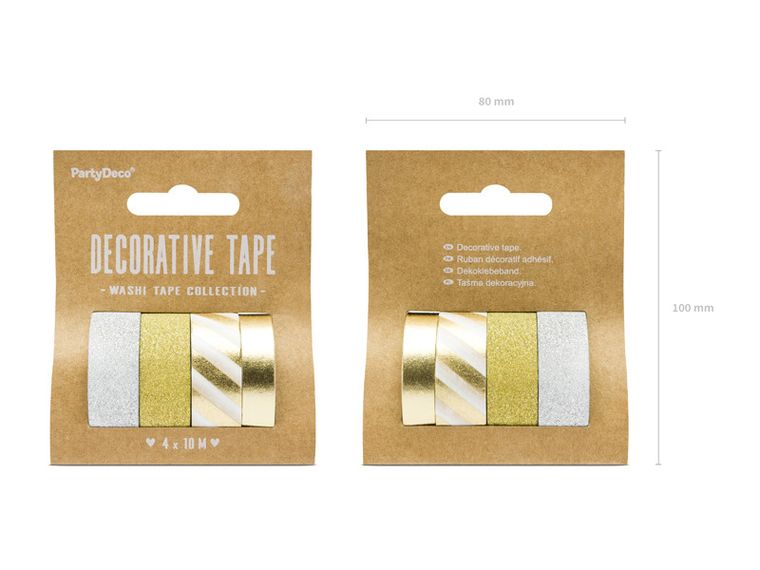 PartyDeco, taśma dekoracyjna do pakowania prezentów, mix, 4 szt.