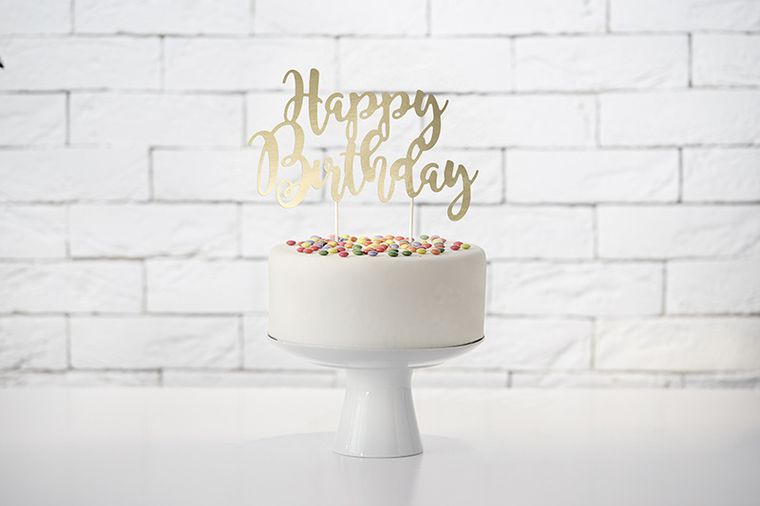 PartyDeco, topper, dekoracja na tort urodzinowy, Happy Birthday, 22,5 cm