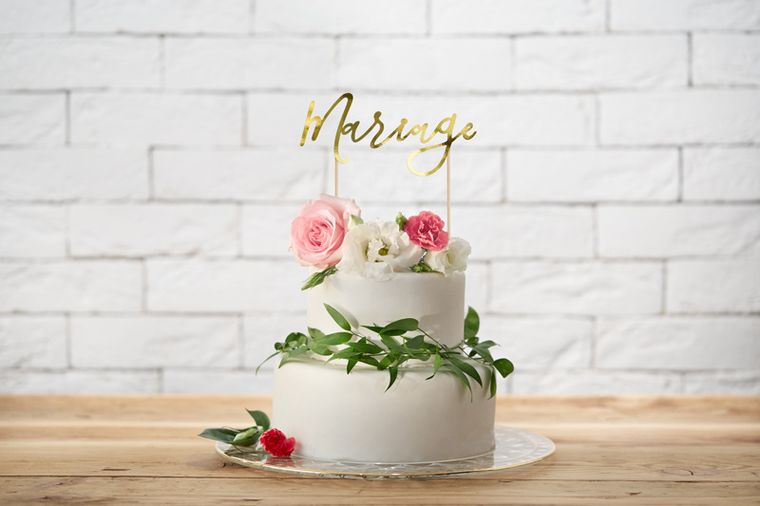 PartyDeco, topper, dekoracja na tort weselny, mariage, złoty, 22,5 cm